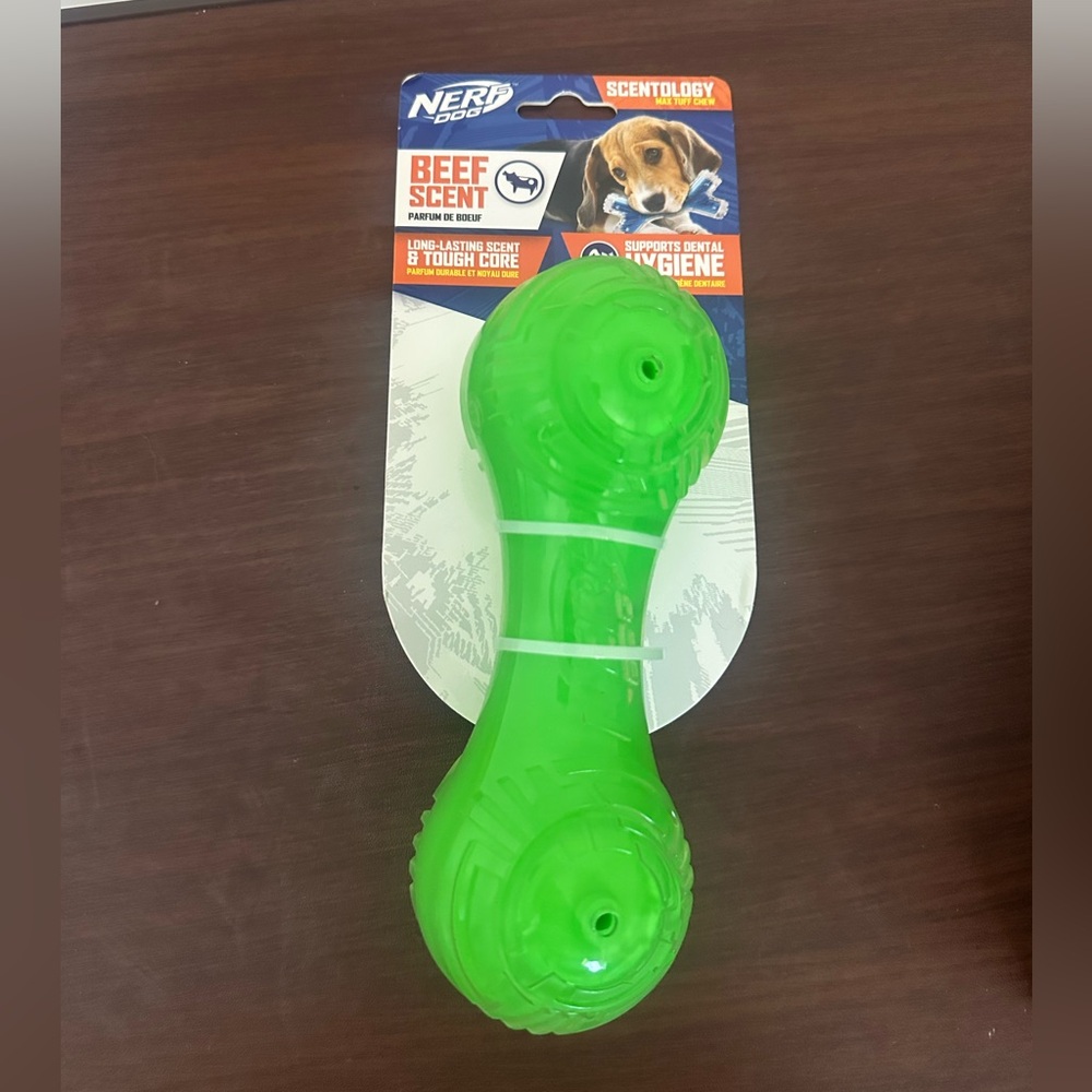 Nerf Bright Green Beef Scent Dog Toy